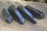 Polished Double Terminated Black Basalt Points  x 4 From Antsirabe, Madagascar