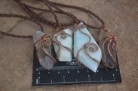 Polished Mixed Copper Wire Wrapped Jewellery Pendants x 6 From Southern Africa - Toprock Gemstones and Minerals 