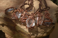 Polished Clear Quartz Copper Wire Wrapped Pendants  - Sold Per Piece -  From Madagascar - TopRock