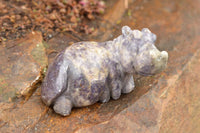 Polished Hand Carved Verdite & Lepidolite Hippos  x 3 From Zimbabwe - TopRock