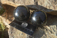 Polished Schorl Black Tourmaline Spheres x 4 From Madagascar