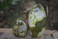 Polished Green Opal Standing Free Forms  x 2 From Antsirabe, Madagascar - Toprock Gemstones and Minerals 