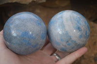 Polished Blue Spotted Spinel Quartz Spheres x 2 From Madagascar