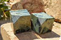 Polished Stromatolite / Kambamba Jasper Cubes (Corners Cut To Stand) x 4 From Mahajanga, Madagascar - TopRock