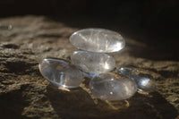 Polished Small Semi Optic Rock Crystal Galet / Palm Stones x 35 From Madagascar