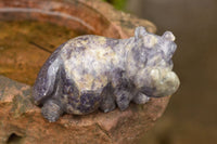 Polished Hand Carved Verdite & Lepidolite Hippos  x 3 From Zimbabwe - TopRock