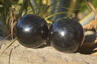 Polished Schorl Black Tourmaline Spheres x 4 From Madagascar