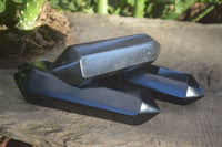 Polished Double Terminated Black Basalt Points  x 4 From Antsirabe, Madagascar