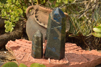 Polished Contrasting Pair Of Blue Spotted Spinel / Dalmatian Stone Points  x 2 From Madagascar - TopRock