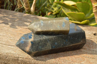 Polished Contrasting Pair Of Blue Spotted Spinel / Dalmatian Stone Points  x 2 From Madagascar - TopRock