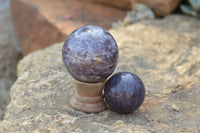 Polished Purple Lepidolite Mica Spheres  x 6 From Madagascar - TopRock