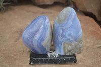 Polished Blue Lace Agate Standing Free Forms  x 3 From Nsanje, Malawi - Toprock Gemstones and Minerals 