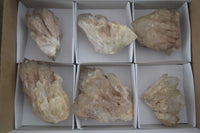 Natural Cascading White Phantom Quartz Clusters  x 6 From Luena, Congo - Toprock Gemstones and Minerals 