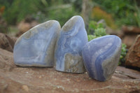 Polished Blue Lace Agate Standing Free Forms  x 3 From Nsanje, Malawi - Toprock Gemstones and Minerals 