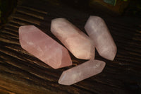 Polished Gemmy Double Terminated Rose Quartz Points x 4 From Ambatondrazaka, Madagascar