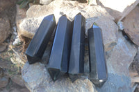 Polished Double Terminated Black Basalt Points  x 4 From Antsirabe, Madagascar