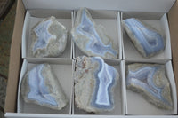 Polished One Side Polished Blue Lace Agate Specimens  x 6 From Nsanje, Malawi - Toprock Gemstones and Minerals 