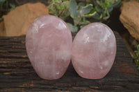 Polished Pink Rose Quartz Standing Free Forms x 2 From Ambatondrazaka, Madagascar - TopRock