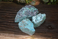 Natural Drusy Coated Chrysocolla Dolomite Specimens x 3 From Laputa Mine, Congo