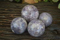 Polished Purple Lepidolite Spheres With Pink Rubellite On Some  x 4 From Madagascar - Toprock Gemstones and Minerals 