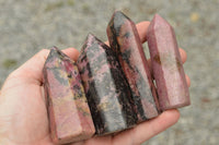 Polished Stunning Pink & Black Rhodonite Points  x 12 From Madagascar - TopRock