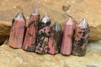 Polished Stunning Pink & Black Rhodonite Points  x 12 From Madagascar - TopRock