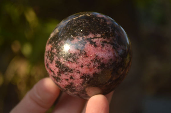 Polished  Pink & Black Rhodonite Spheres x 4 From Madagascar