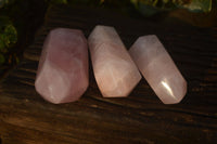 Polished Gemmy Double Terminated Rose Quartz Points x 4 From Ambatondrazaka, Madagascar