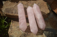 Polished Double Terminated Pink Rose Quartz Points  x 4 From Ambatondrazaka, Madagascar - TopRock