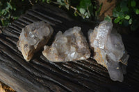 Natural Red Hematoid Quartz Clusters x 3 From Karoi, Zimbabwe