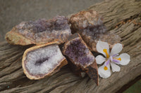 Natural Amethyst Crystal Centred Geodes  x 4 From Zululand, South Africa - TopRock