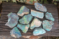 Natural Rough Blue Shattuckite Specimens  x 12 From Kaokoveld, Namibia - Toprock Gemstones and Minerals 