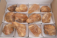 Natural Honey Aragonite Etched & Cobbed Pieces  x 12 From Namibia