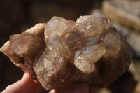 Natural Smokey Phantom Quartz Clusters x 2 From Luena, Congo