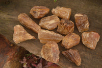 Natural Honey Aragonite Etched & Cobbed Pieces  x 12 From Namibia