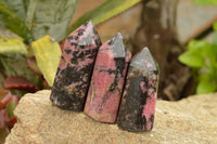 Polished Stunning Pink & Black Rhodonite Points  x 12 From Madagascar - TopRock