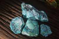 Natural Stunning Malacholla (Malachite & Chrysocolla) Specimens  x 4 From Kulukuluku, Congo