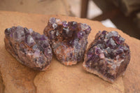 Natural Dark Amethyst Clusters (Stone Sealed) x 12 From Zambia