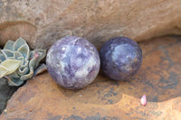 Polished Purple Lepidolite Mica Spheres  x 6 From Madagascar - TopRock