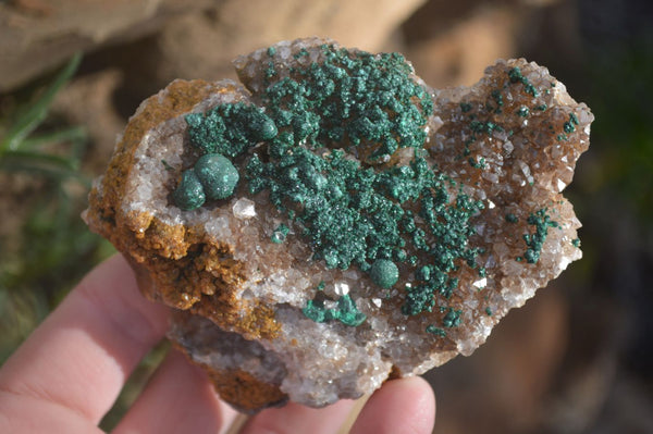 Natural Rare Ball Malachite On Drusy Quartz & Dolomite Matrix  x 2 From Kambove, Congo