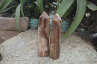 Polished Chocolate Swirl Aragonite Points  x 2 From Madagascar