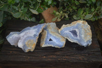 Natural Blue Lace Agate Geode Specimens  x 3 From Malawi - Toprock Gemstones and Minerals 