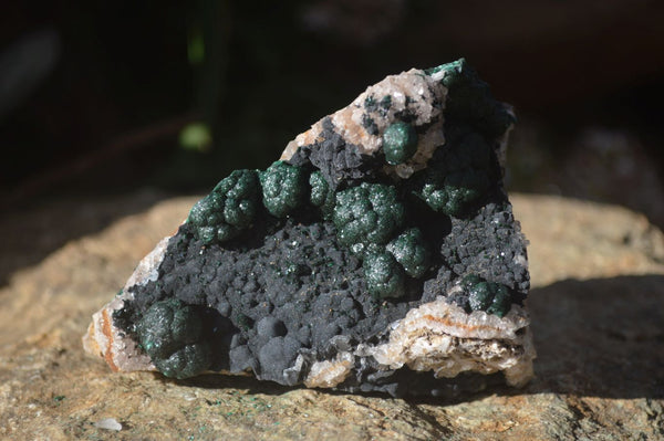 Natural Rare Ball Malachite On Drusy Quartz & Dolomite Specimen x 1 From Kambove, Congo