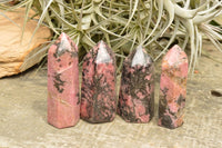 Polished Stunning Pink & Black Rhodonite Points  x 12 From Madagascar - TopRock