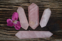 Polished Double Terminated Pink Rose Quartz Points  x 4 From Ambatondrazaka, Madagascar - TopRock