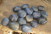 Polished Blue Lazulite Palm Stones  x 24 From Madagascar - Toprock Gemstones and Minerals 