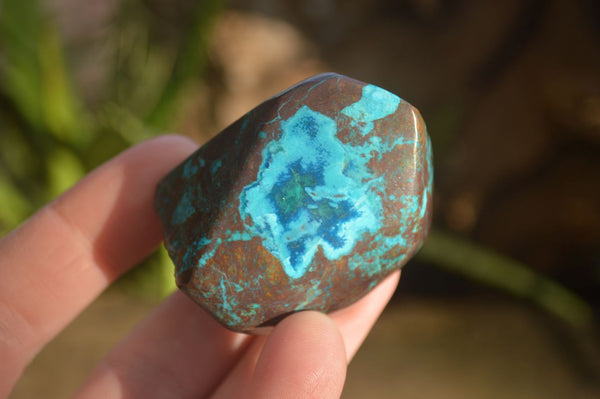 Polished Blue Shattuckite Free Forms (Bases Left Natural) x 12 From Kaokoveld, Namibia - Toprock Gemstones and Minerals 