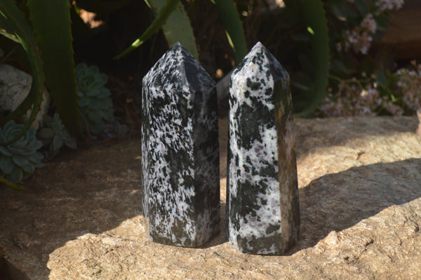 Polished Gabbro Merlinite Points  x 2 From Madagascar