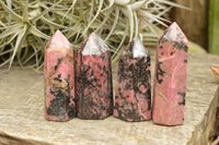 Polished Stunning Pink & Black Rhodonite Points  x 12 From Madagascar - TopRock