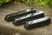 Polished Stunning Pitch Black Basalt Crystal Points x 6 From Madagascar - TopRock